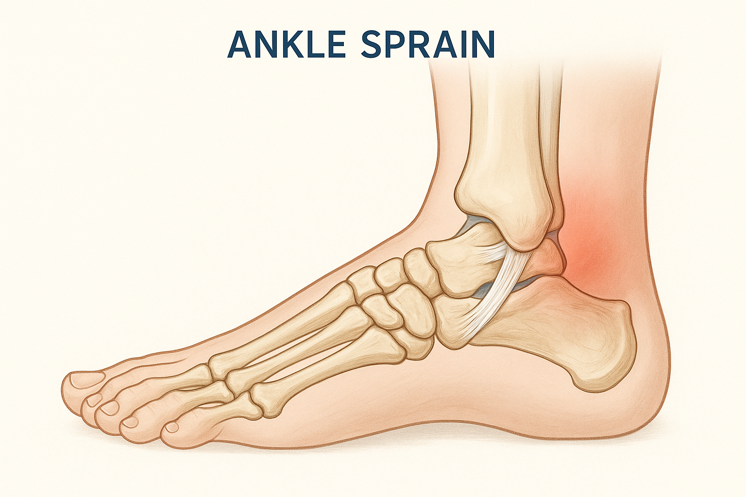 diagram of an ankle showing the ankle ligaments and how we at pinnacle fitness and health can treat